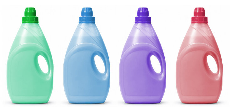 fabric softener bottle assorted colors isolated on a white with clipping path