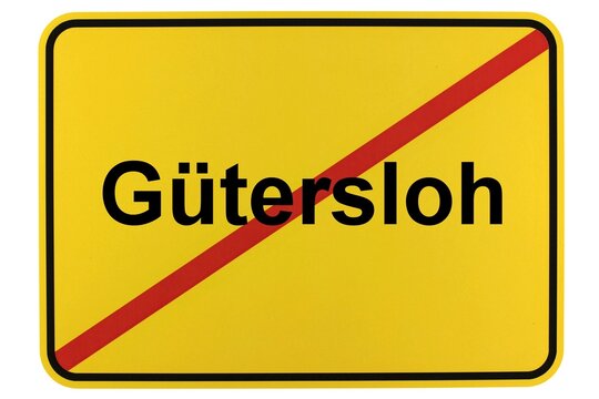 Illustration eines Ortsschildes derStadt G&uuml;tersloh in Nordrhein-Westfalen