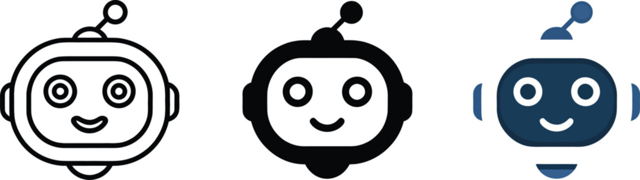 Chatbot icon featuring virtual assistant logo, AI bot symbol, and editable vector illustration for apps, websites, and user interface design.