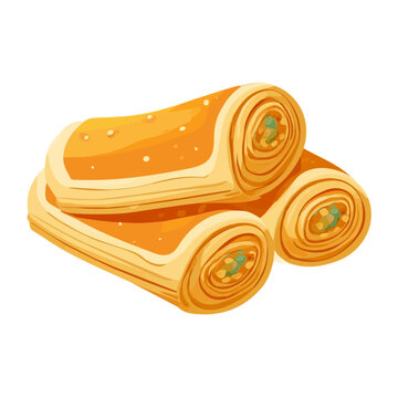 Baklava Rolls, rendered in a minimalist 2D flat vector icon style against a pure white backdrop