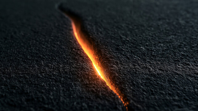 Burning Crack Through Dark Surface Symbolic Image