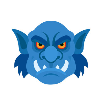 Simple flat 2D vector graphic of a Troll in modern icon style, isolated on a white canvas