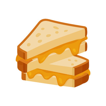Grilled Cheese Sandwich, illustrated as a clean 2D flat vector icon isolated on a white background