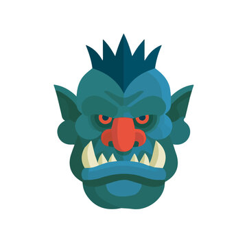 Simple flat 2D vector graphic of a Troll in modern icon style, isolated on a white canvas