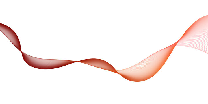 Abstract flowing red and orange wave gradient on transparent background