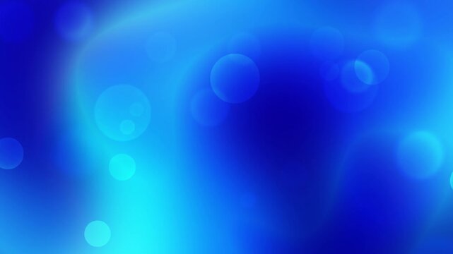 Rich indigo, royal blue, and deep sapphire fluid gradient motion loop with translucent floating bokeh light spheres for calm video background overlay