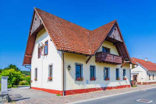 Traditional architecture in small town Kostanjevica na Krki in Slovenia