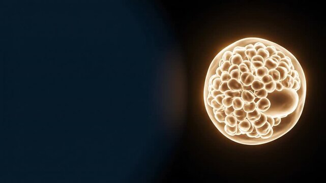 Microscopic view of a developing embryo with copy space for medical and fertility advertising