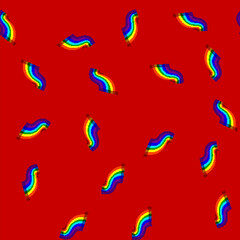 Fototapeta premium seamless pattern graphic rainbow cartoon. rain wave, bright arc, effect transparent graphic rainbow sign vector