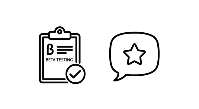 Beta testing clipboard assessment and customer feedback icon set with clipboard feedback checklist assessment evaluation assurance software