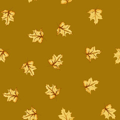 Fototapeta premium seamless pattern canadian maple leaf cartoon. autumn flag, symbol yellow, tree foliage canadian maple leaf sign vector