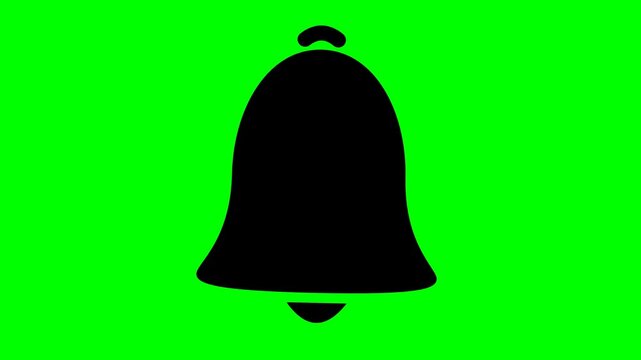 Bell silhouette featuring a classic smooth curved outline and solid black texture positioned centrally on a vivid green screen.