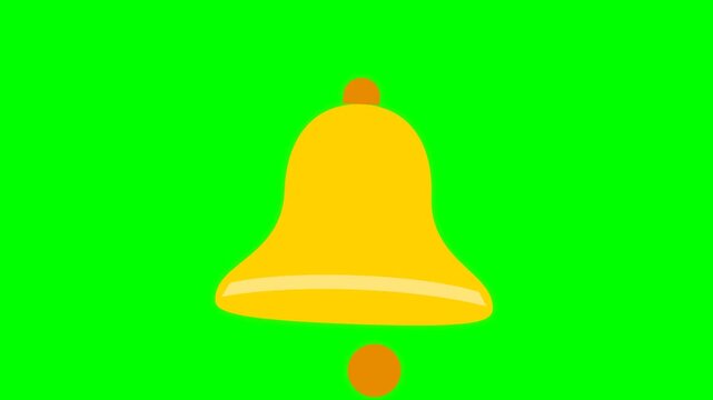 Bell rendered in a vibrant yellow hue hangs isolated against a striking green background, evoking a clear and resonant tone.