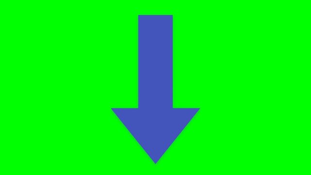Arrow pointing downward rendered in a solid dark purple color stands out clearly against a vibrant chroma green background for use in navigational diagrams.