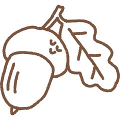 Fall Botanical Acorn Outline Clipart © Syifa