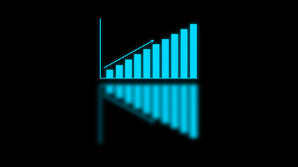 Naklejka premium Data chart options duplicate blue financial tracking columns above a clean screen reflection plane. Modern stock portfolio tracking tools demonstrate accountancy growth using this data chart.