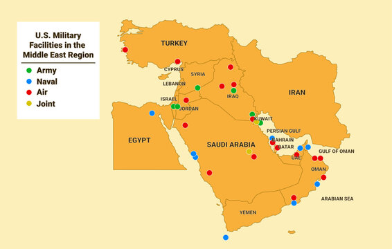 Vector Map of U.S. Military Bases in Middle East
