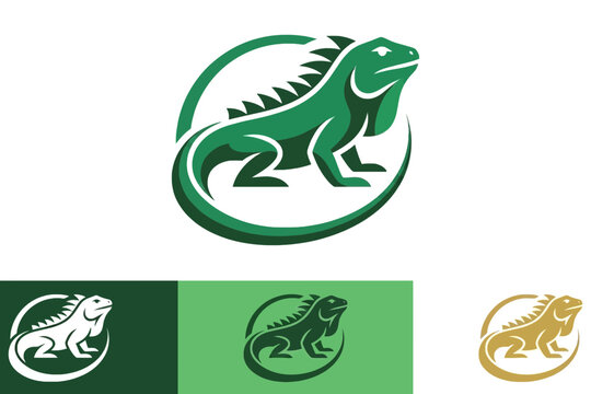 Green iguana vector logo design, reptile illustration, suitable for pet store or zoo branding