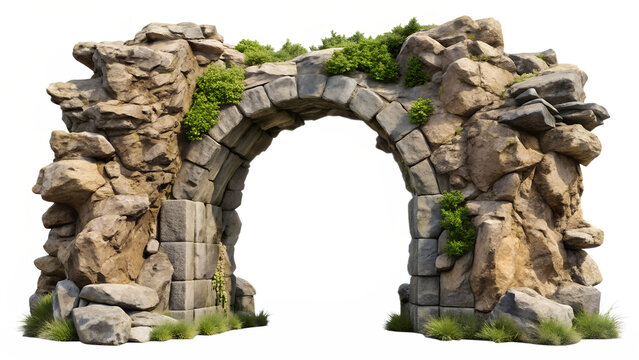 Majestic artificial rock archway on transparent background png