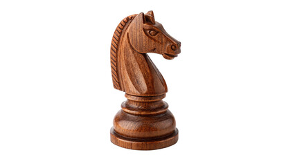 Wooden chess knight piece strategy game isolated on transparent background for business concepts © Pendleton-png