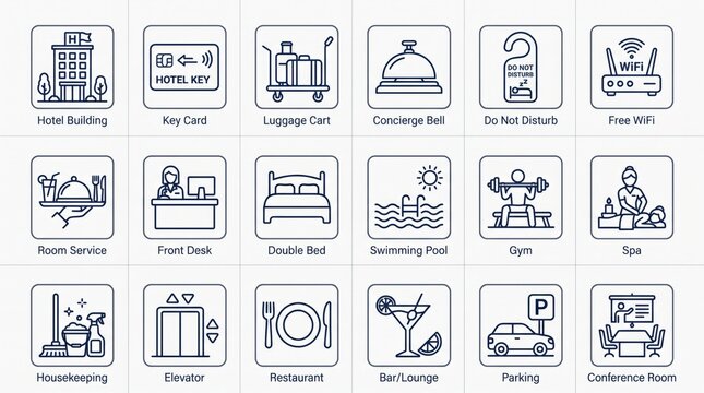 Hotel Service Icons Set