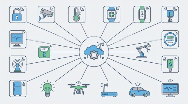 The Internet of Things Explained: A comprehensive infographic illustrating the interconnectedness of various smart devices and technologies linked to a central cloud hub.