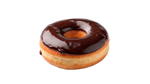 Delicious sweet chocolate glazed donut doughnut isolated on transparent background for bakery confectionery menu