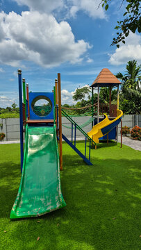 Colorful Children's Playground in Sunny Day