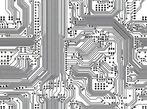 Seamless black and white circuit board pattern for technical design