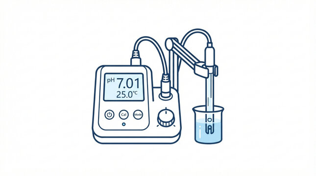 Laboratory pH meter icon. Digital chemical analysis device for scientific research.