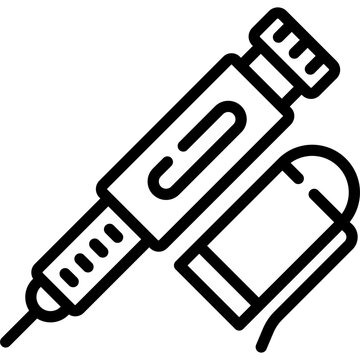 Insulin injection pen outline icon. For presentation, graphic design, mobile application, web design, infographics or UI.