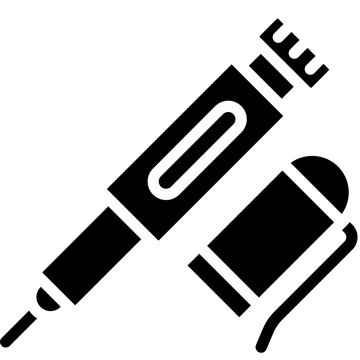 Insulin injection pen solid icon. For presentation, graphic design, mobile application, web design, infographics or UI.