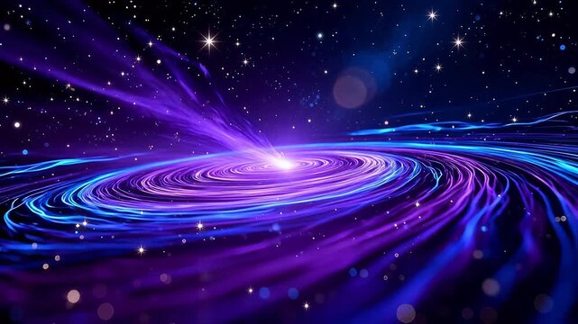 Cosmic swirl of purple and blue light