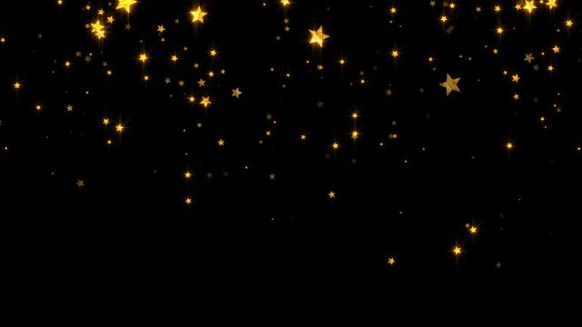 gold stars confetti falling happy birthday and party celeblation alpha channel animation, golden isolated social media motion design element
