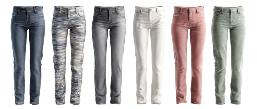 Denim jeans collection isolated on transparent background png