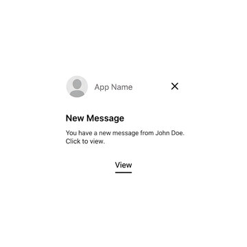 New message notification on mobile app screen