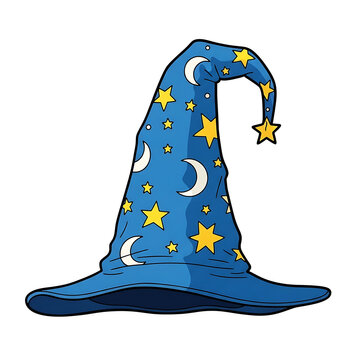 Blue wizard hat with stars and moon for halloween