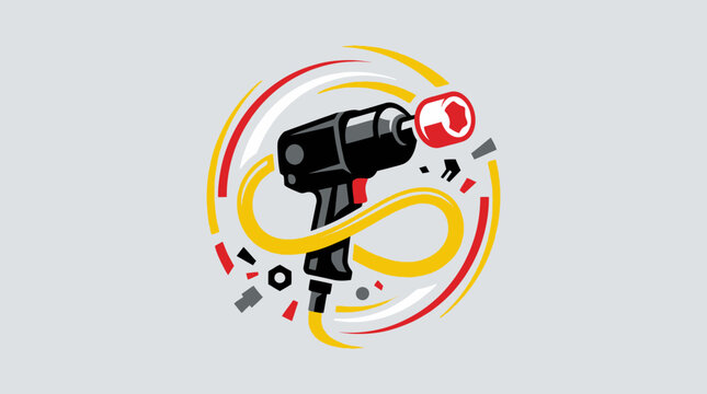 Impact wrench tool with yellow dynamic motion lines.