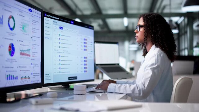 Data Privacy Manager Reviews Compliance Dashboard On Computer