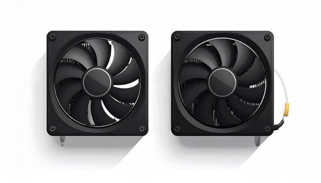 Dual Computer Cooling Fans Isolated