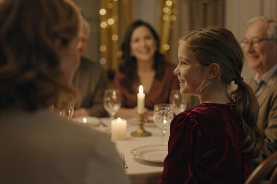 Family dinner with laughter and stories during a gathering at home