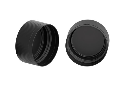Black Ribbed Screw Cap for Cosmetic and Medicine Bottles