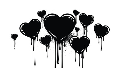 Black Heart Graffiti Art with Dripping Effect on Wall. © rizkain