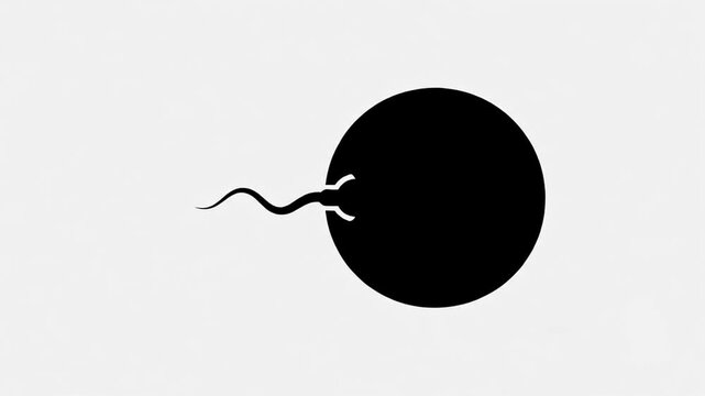 Human sperm cell penetrating egg ovum during fertilization process vector illustration.