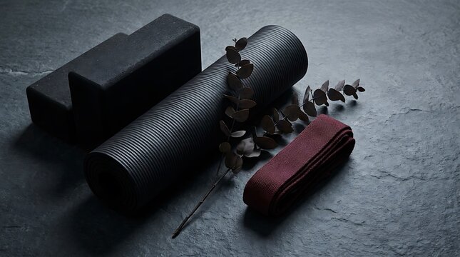 Black gift boxes with a dried branch and red multi-tool knife arranged on a dark stone surface, symbolizing minimalist packaging, outdoor gear and rustic gift presentation.