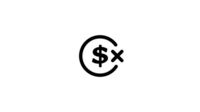 Animated dollar sign with checkmark and cross financial transaction success and failure concepts money on white background.