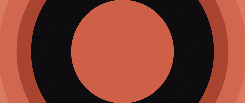 Minimalist Rust Orange and Black Abstract Geometric Background with Concentric Circles and Arcs Modern Digital Art with Ample Copy Space