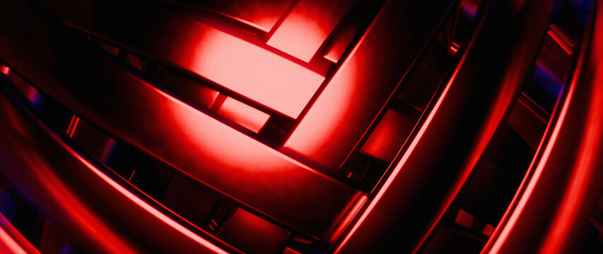 Dark Metallic Red Abstract Geometric Background with Woven Texture and Central Spotlight for Intense Dynamic Design and Ample Copy Space