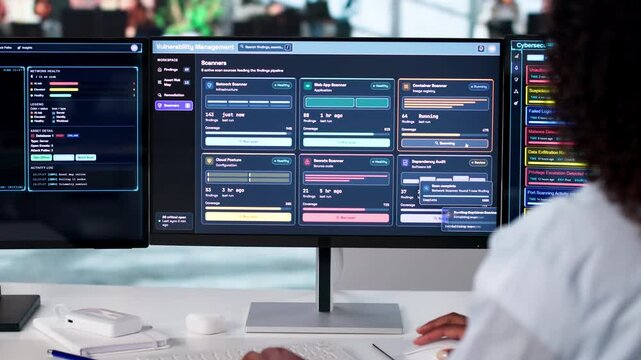 Cybersecurity Analyst Scans Company Network For Vulnerabilities