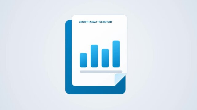 Growth Analytics Report Folder Document with Animated Bar Chart Graphic Flat Design Motion Video
